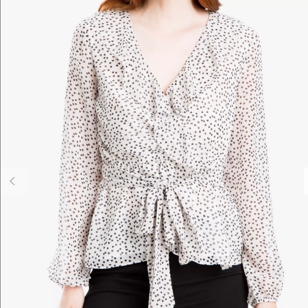 Max Studio Heart Print Wrap Blouse